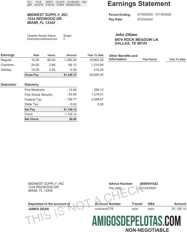 Declaração de ganhos da USA MIDWEST Supply Inc em formatos Word e PDF exemplo